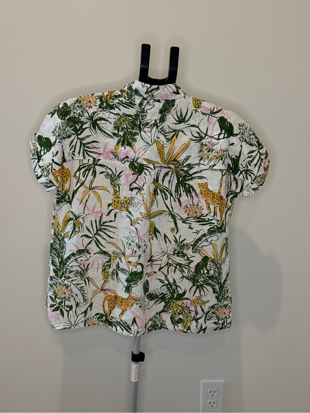 Rachel Zoe 100% Linen Tropical Jungle Animal Print Button Down Shirt S - Picture 5 of 9